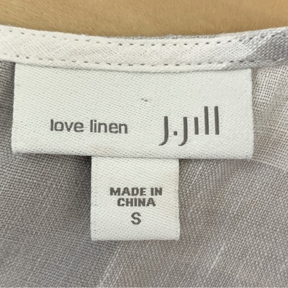 J. Jill Love Linen Gingham Plaid Button Back Sleeveless Top Gray White - Picture 3 of 9